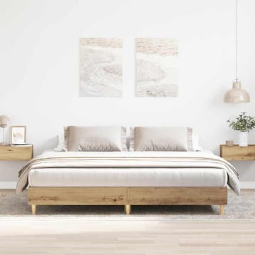 vidaXL Bedframe zonder matras spaanplaat artisanaal, Verzenden, Nieuw