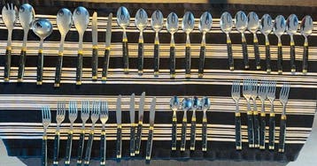 Marcel Cotte - Bestekset (40) - RVS / Bakeliet / Messing -