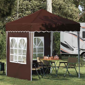 vidaXL Pop-up Feesttent 195 x 195 x 245 cm Bruin Oxford Stof, Verzenden