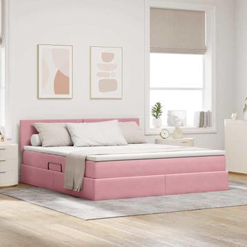 vidaXL Opbergbed met matras met hoofdeinde Roze 160 x 200 cm, Verzenden, Nieuw