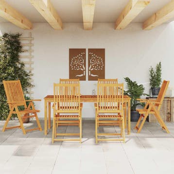 vidaXL 7-delige Tuinset 180x90x75 cm massief acaciahout, Verzenden, Tuinset