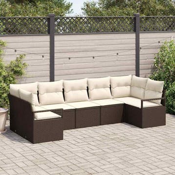 vidaXL Bankstel 7 st Bruin poly rattan, Verzenden