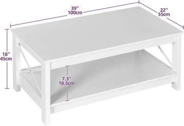 YITAHOME Salontafel, dik hout met 2 niveaus, metalen X-vo..., Huis en Inrichting, Ophalen of Verzenden, Nieuw
