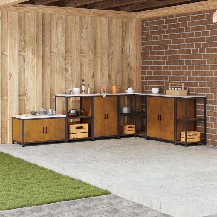 vidaXL Keukenopslag met plank met opslag Roestig 60 x 50 x, Huis en Inrichting, Kasten | Overige, Nieuw, Verzenden