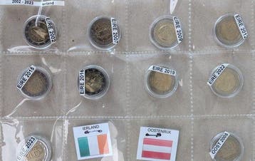 Ierland, Oostenrijk. 2 Euro 2002/2023 (18 coins) (Zonder, Postzegels en Munten