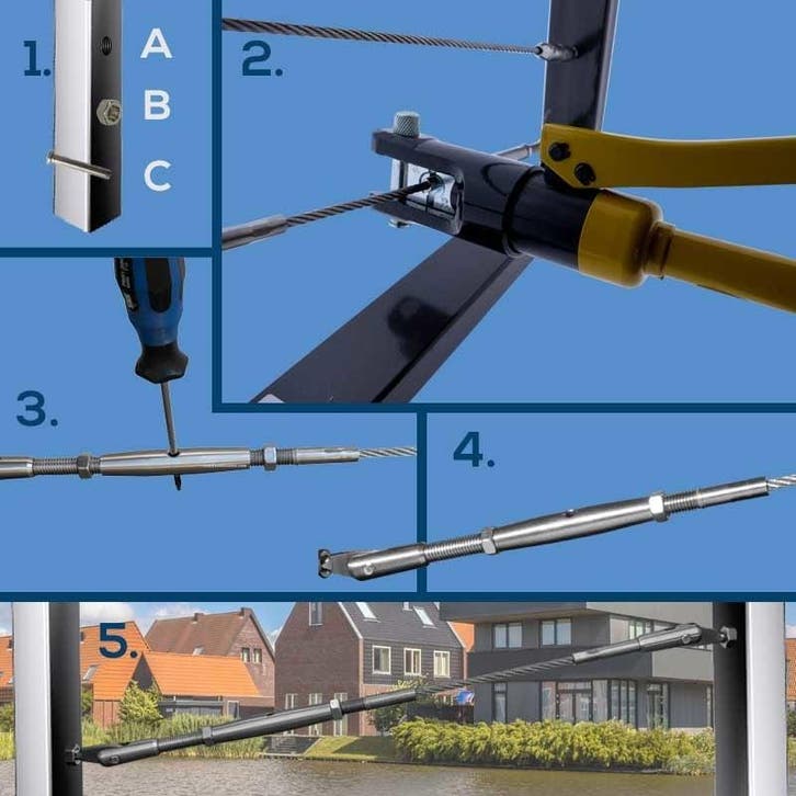 Staalkabel Balustradekit 6mm - Persterminal, Tuin en Terras, Overige Tuin en Terras, Verzenden