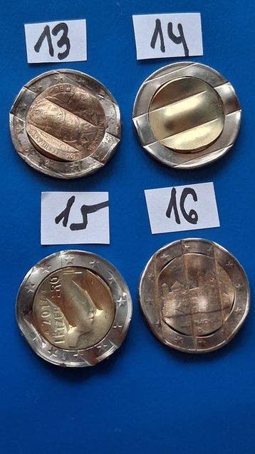 Europa. 2 Euro Various Years (4 coins with cancellation