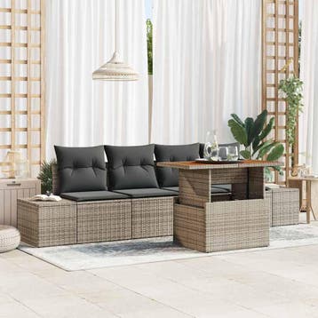 vidaXL Tuinbank Set 5 st Grijs en Bruin, Verzenden, Nieuw