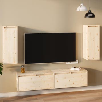 vidaXL Wandkasten 2 st 30x30x80 cm massief grenenhout, Verzenden, Nieuw