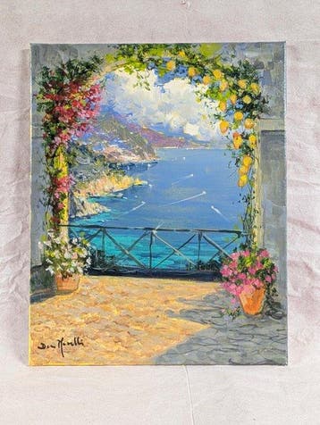 Dino Maselli (XX) - Terrazza sul golfo con limoni e