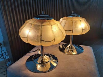 Set glazen Art Deco lampen - Tafellamp (2) - Glas,, Antiek en Kunst