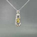 Snijwerk, Jade Inlay S925 Silver Pendant - 27 mm -