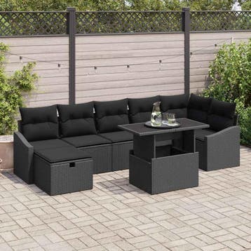 vidaXL Tuinbank Set 8 st poly rattan, Verzenden, Nieuw
