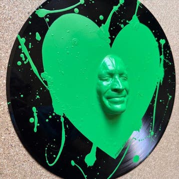 gregos - Green light smile heart on vinyl record