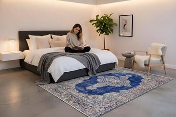 Blauwe Vintage - Vloerkleed - 195 cm - 110 cm -