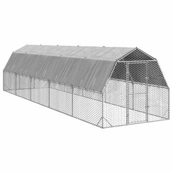 vidaXL Kippenren met dak 2,5x10x2,25 m gegalvaniseerd staal, Verzenden, Nieuw