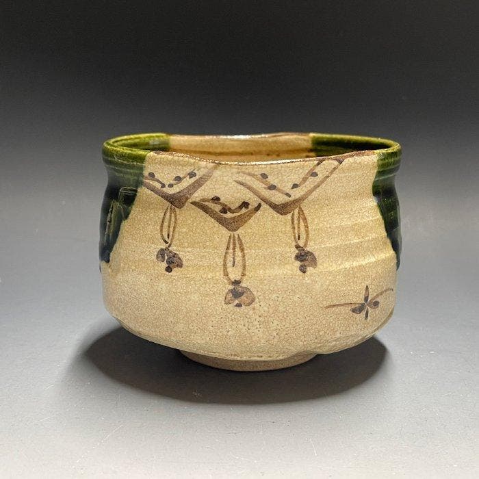 Japanese Chawan Set of 3 - Oribe Ware / Ichikawa Chikusen -, Antiquités & Art, Antiquités | Autres Antiquités