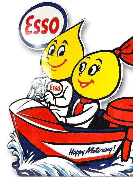 Esso - Emaille plaat - XL - Emaille, Antiek en Kunst, Antiek | Wandborden en Tegels