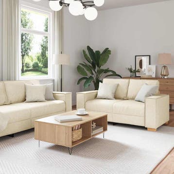 vidaXL bank / zetelstel 3 st Beige Linnenmix Stoffen, Verzenden, Nieuw