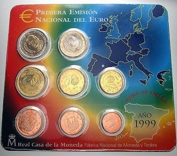 3,88 Euro,munten set 1 Cent-2 Euro 1999 Spanien Juan Carlos, Postzegels en Munten, Munten | Europa | Euromunten, Verzenden, België
