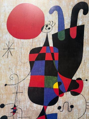 Joan Miro (1893-1983) - Personnages et chien devant le