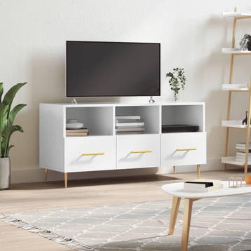 vidaXL Tv-meubel 102x36x50 cm bewerkt hout hoogglans wit, Verzenden, Nieuw