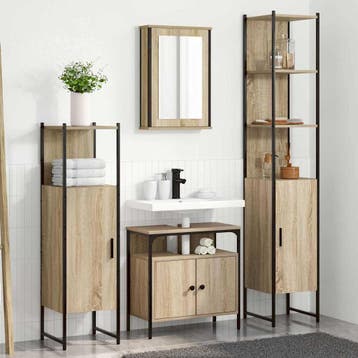 vidaXL Badkamermeubel Set met plank 4 pcs Sonoma Eik Bewerkt, Verzenden