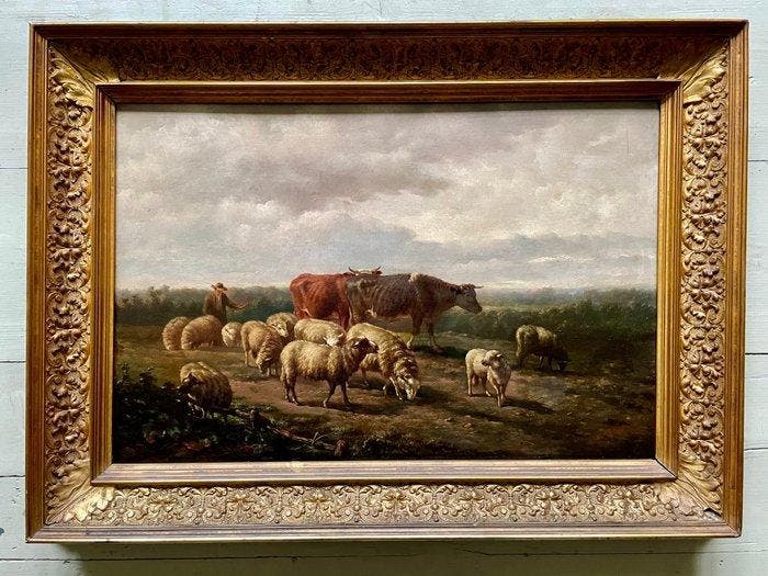 Helmert Richard van der Flier (1827-1899) - Herder en, Antiek en Kunst, Kunst | Schilderijen | Klassiek