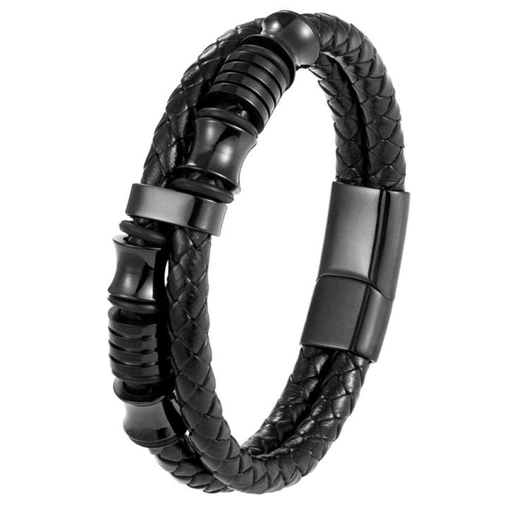 Fako Bijoux - Armband Heren - Black Mystery - Mannen - RVS -, Handtassen en Accessoires, Armbanden, Verzenden