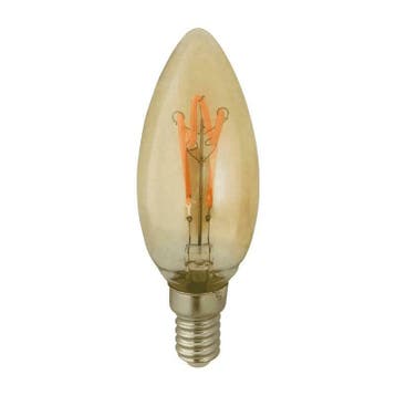 LED Spiraal kaarslamp amber 4W dimbaar E14 Extra warm, Verzenden, Nieuw, E14 (klein)
