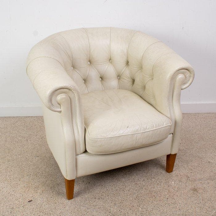 Fauteuil - style Chesterfield - Cuir, Bois, Maison & Meubles, Maison & Meubles | Autre