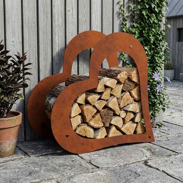 vidaXL Houthouder 41 x 40 x 20 cm weervast staal, Tuin en Terras, Verzenden