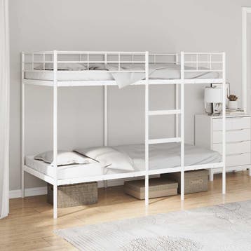 vidaXL Stapelbed zonder matras 100x190 cm staal wit, Huis en Inrichting, Slaapkamer | Bedden, Verzenden, Nieuw