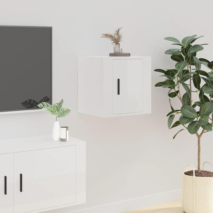 vidaXL Tv-wandmeubel 40x34,5x40 cm hoogglans wit, Huis en Inrichting, Kasten |Televisiemeubels, Nieuw, Verzenden