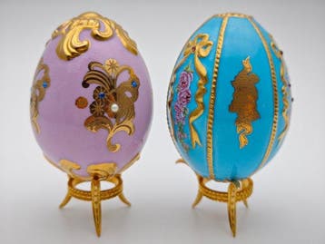 Œuf Fabergé - 2 œufs de la Maison Fabergé - Porcelaine, Antiquités & Art