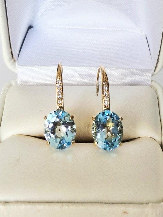 Zonder minimumprijs - Oorbellen Zilver, Verguld Aquamarijn -, Bijoux, Sacs & Beauté, Boucles d'oreilles