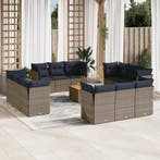 vidaXL 13-delige Loungeset met kussens poly rattan grijs, Verzenden, Nieuw, Loungeset