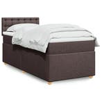 vidaXL Boxspring met matras stof donkerbruin 90x200 cm, Verzenden, Nieuw