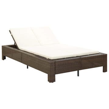 vidaXL Ligbed met kussen 2-persoons poly rattan bruin, Verzenden, Nieuw