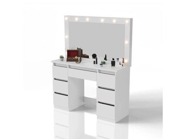 Veiling - Kaptafel / Schminktafel Lilia - Incl. LED en Lades, Maison & Meubles, Tables | Coiffeuses