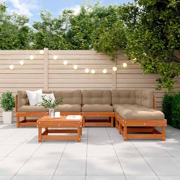 vidaXL Tuin loungeset 7 st Wasbruin Massief grenenhout, Verzenden, Nieuw, Loungeset