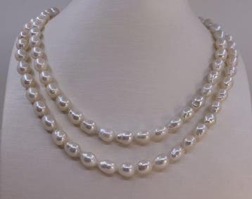 Zonder minimumprijs - Halsketting Zilver, 7,5×8 mm witte, Nieuw