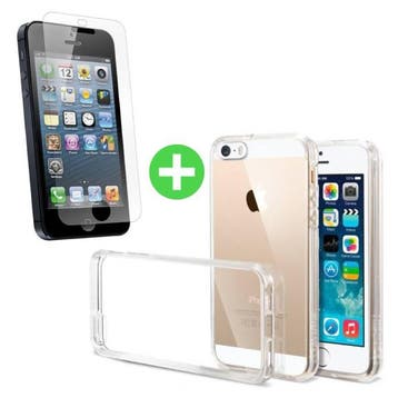 iPhone 5S Transparant TPU Hoesje + Screen Protector Tempered, Verzenden, Nieuw