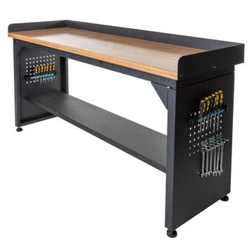 Datona Werkbank met bamboe werkblad en legbord - 200 cm -, Ophalen of Verzenden