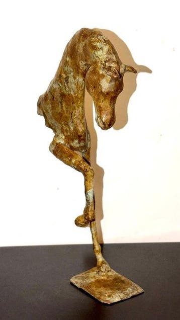 Abdoulaye Derme - sculptuur, Cheval cabré - 33 cm - Brons