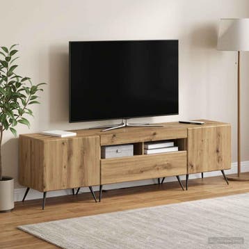 vidaXL LED tv-meubel BREDA 3 st Artisanaal eiken Bewerkt, Verzenden, Nieuw