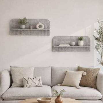 vidaXL Wandplank 2 st Betongrijs 102 x 13,5 x 37,5 cm, Verzenden, Nieuw