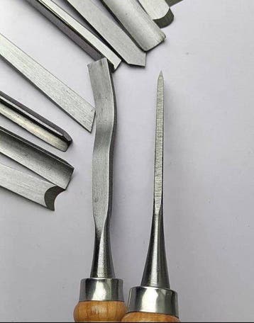 12-piece carving knife - Snijwerk Hout - Japan (Zonder