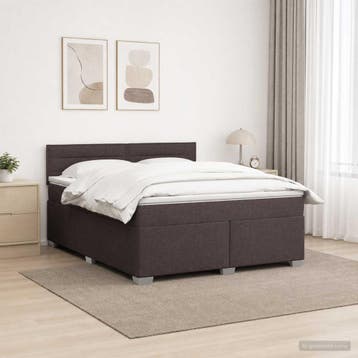 vidaXL Boxspringbed met matras en LED Donkerbruin 140 x 200, Verzenden