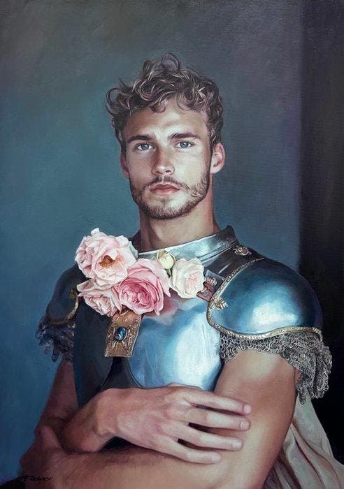 Kasper Grzegorz Kasperek - Chevalier des fleurs - L, Antiek en Kunst, Kunst | Schilderijen | Modern